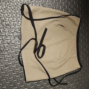Elegant Tan Wrap Skirt Made in UK | Black Trim | Midi Style
